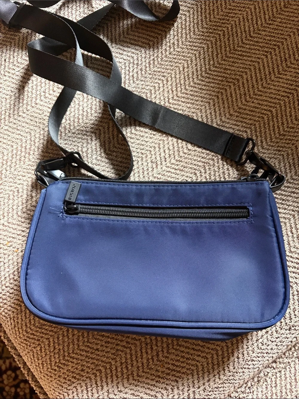IHKWIP Nylon Detachable Double Pouch Crossbody Bag Navy Quilted RFID Travelcore